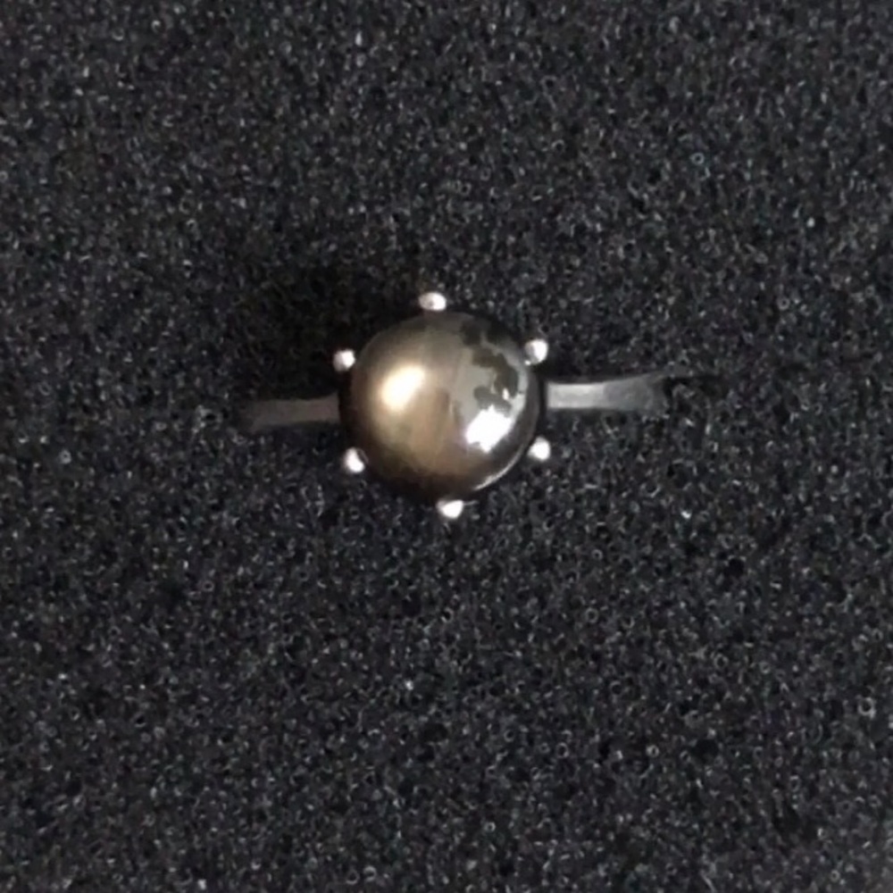 Black/brown gemstone silver ring